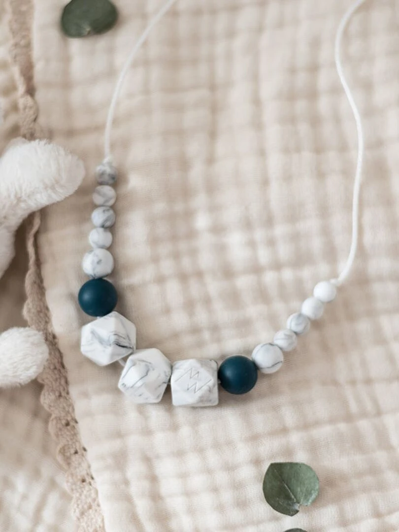 Collier d'allaitement Lou Blanc Bleu