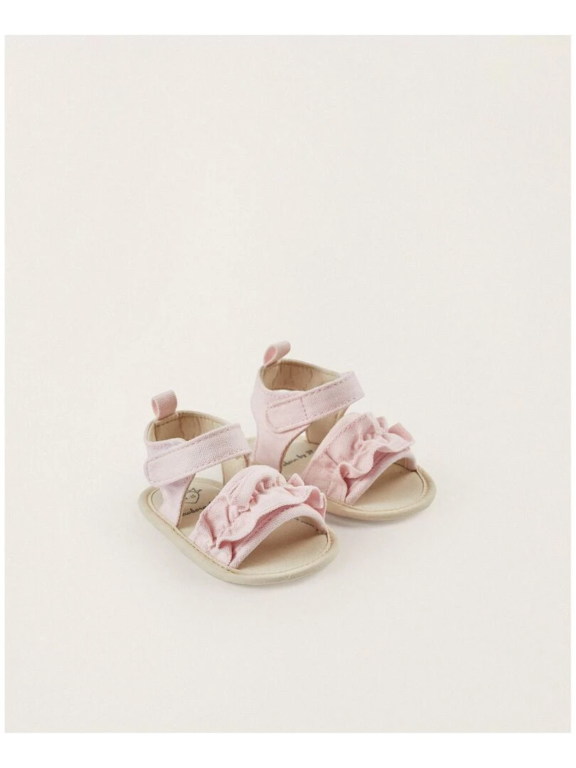 Sandales avec Volants pour Nouveau Né ATLANTIC COMPANY Rose clair