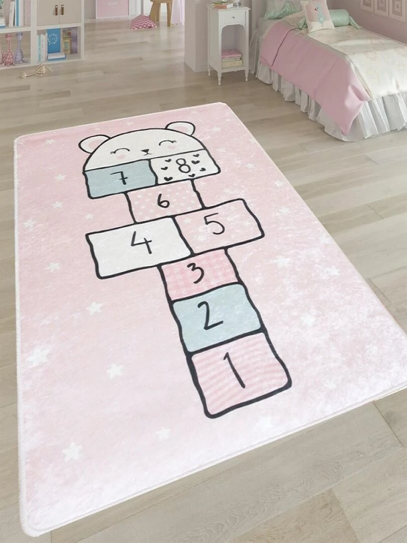 Tapis Marelle Etoile Rose Rose