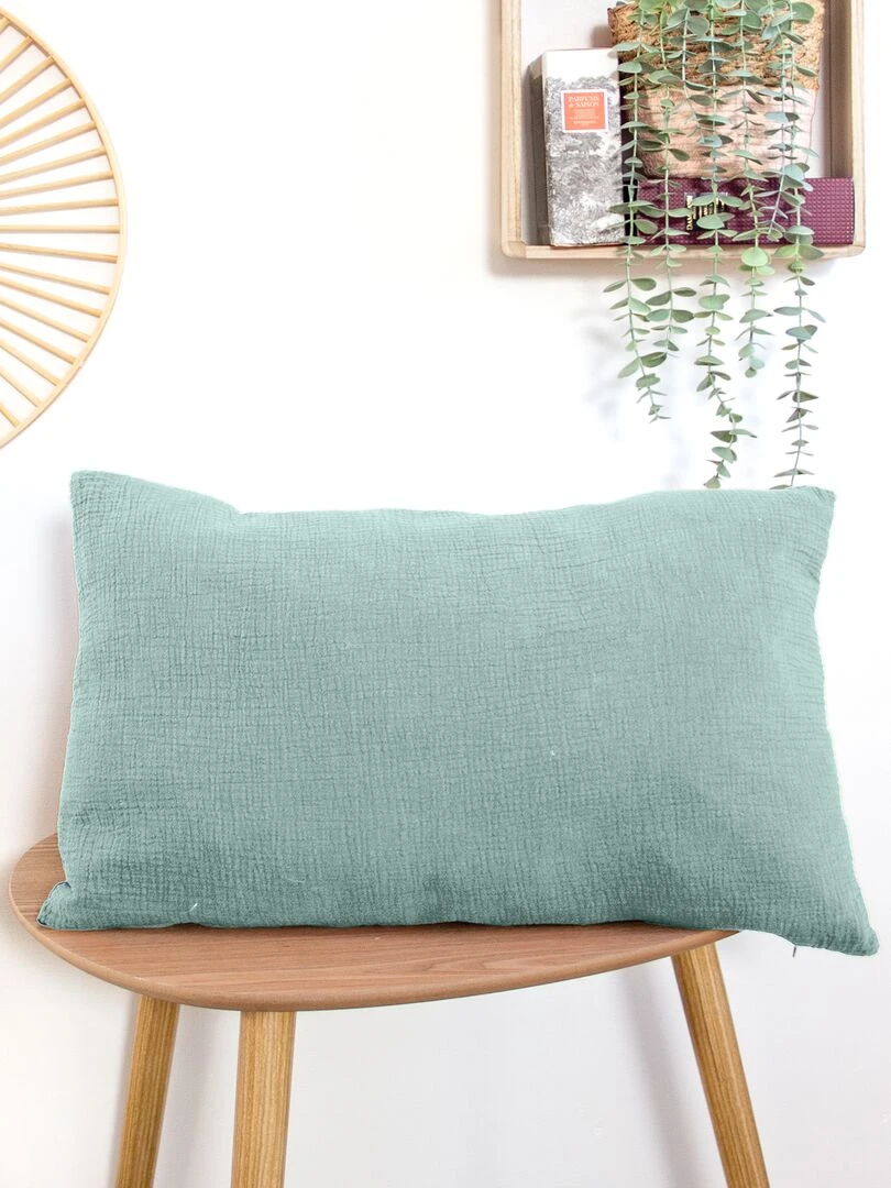 Coussin double gaze de coton Vert amande