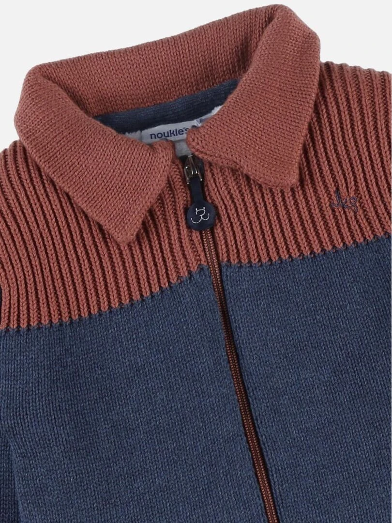 Gilet tricoloudoux  caramel/bleu   Noukie's   Bleu