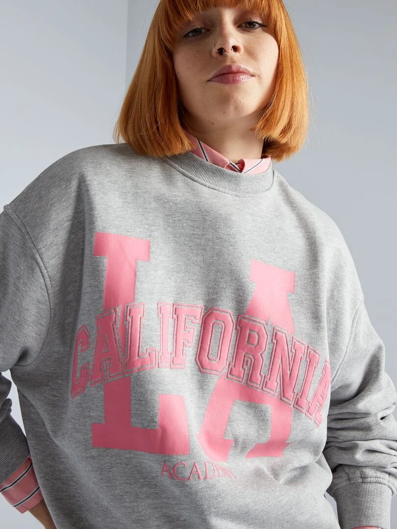 Sweat molletonné à imprimé   Gris