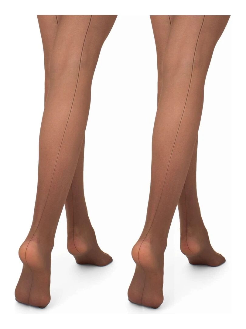 Giulia Chic 20den Collants avec culotte bikini et couture noire (multipack) Cappuccino L Marron cappuccino