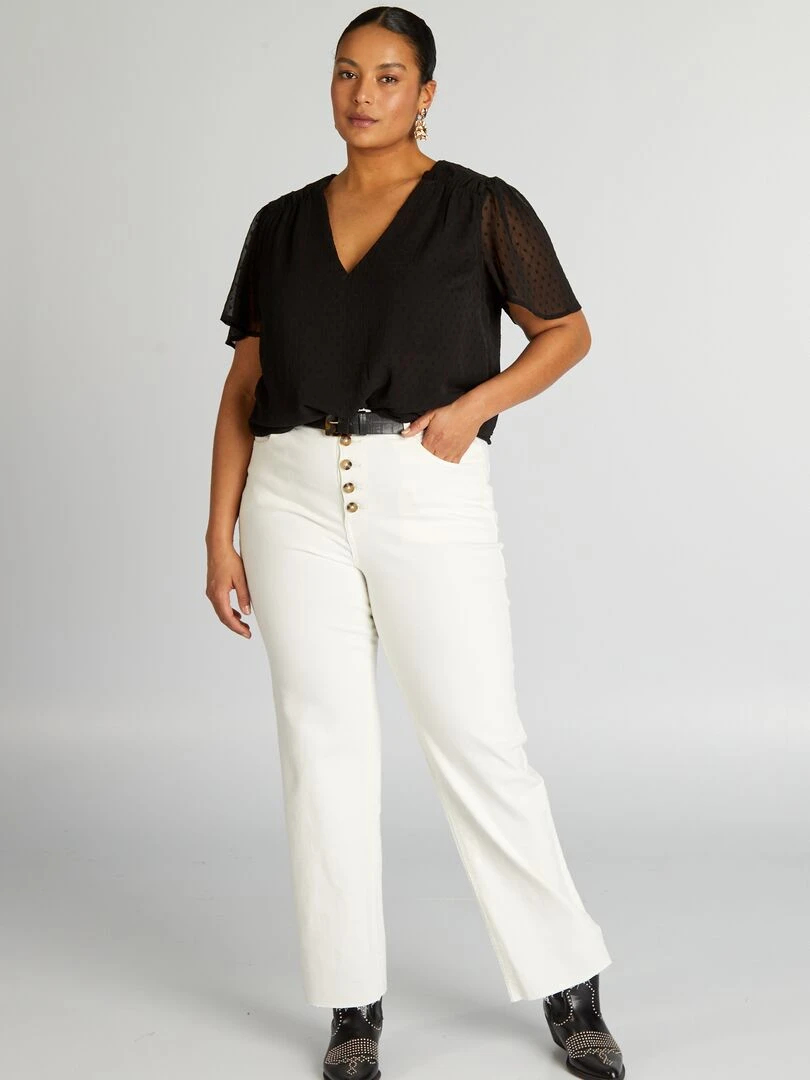Blouse en voile 'plumetis'   noir