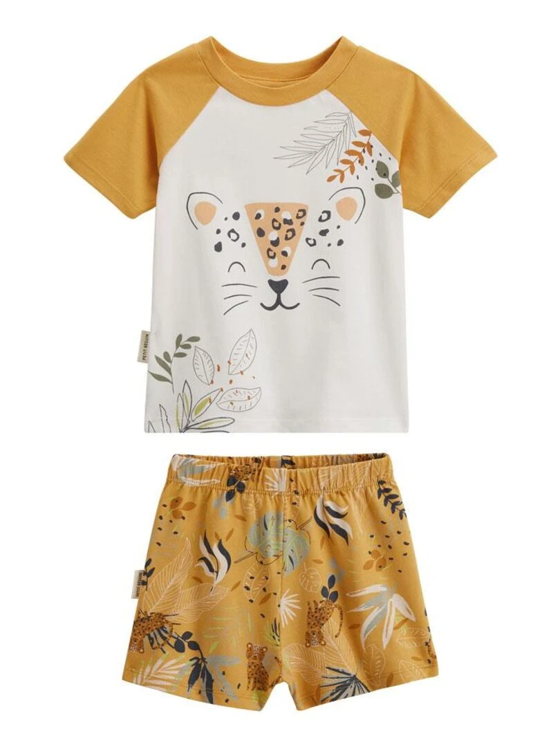 Pyjama enfant manches courtes Wakae Moutarde