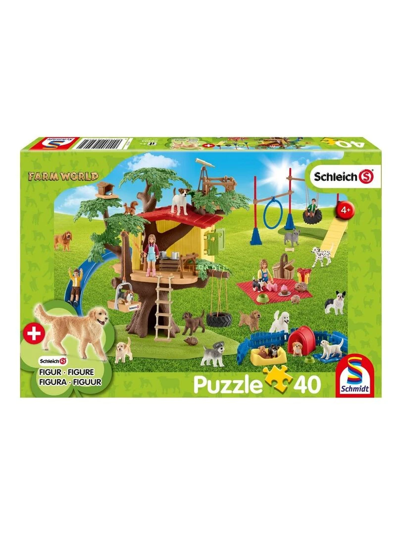 Puzzle 40 pièces avec figurine : Chiens heureux N/A