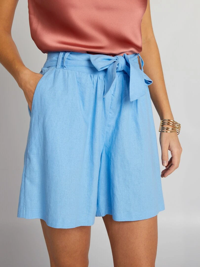 Short fluide à ceinture   Bleu