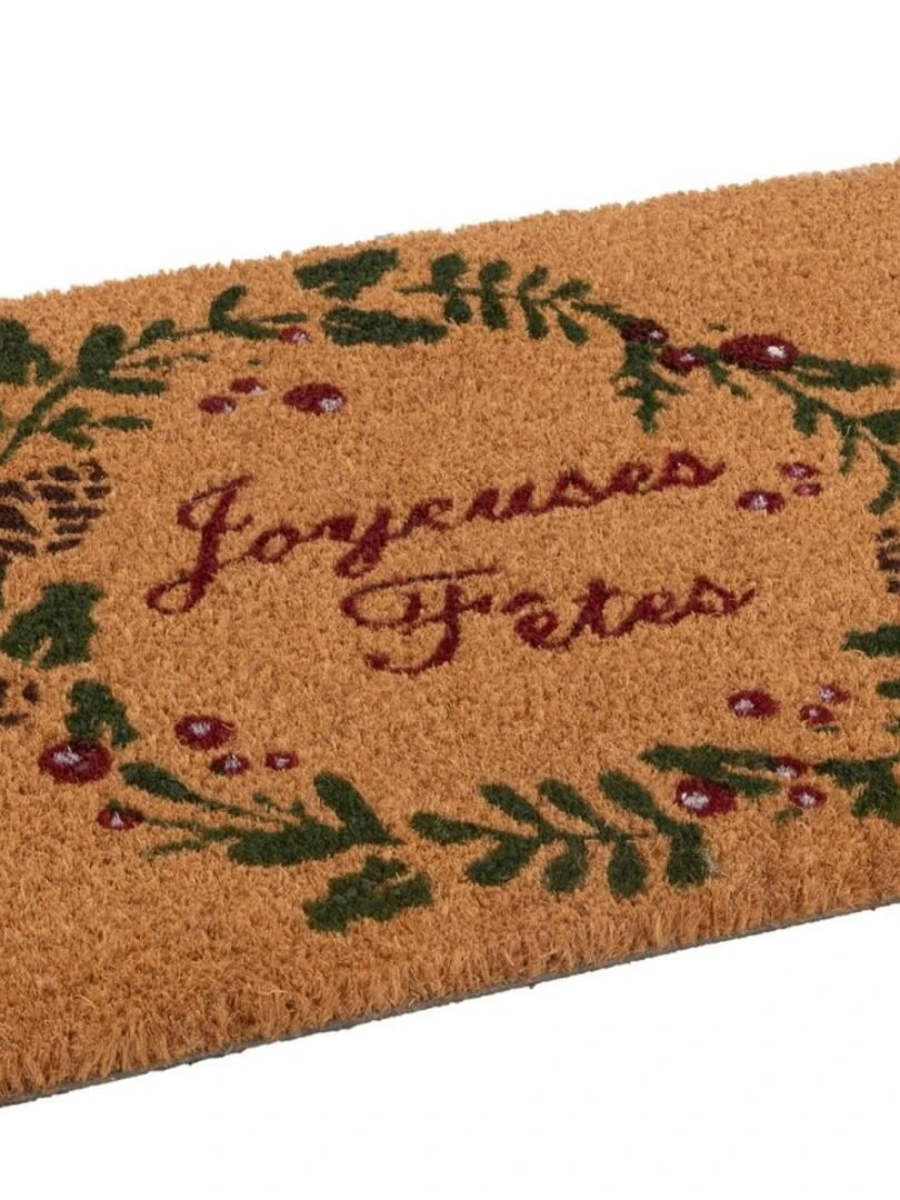 Paillasson Coco 40x60 cm Joyeuses fêtes Beige