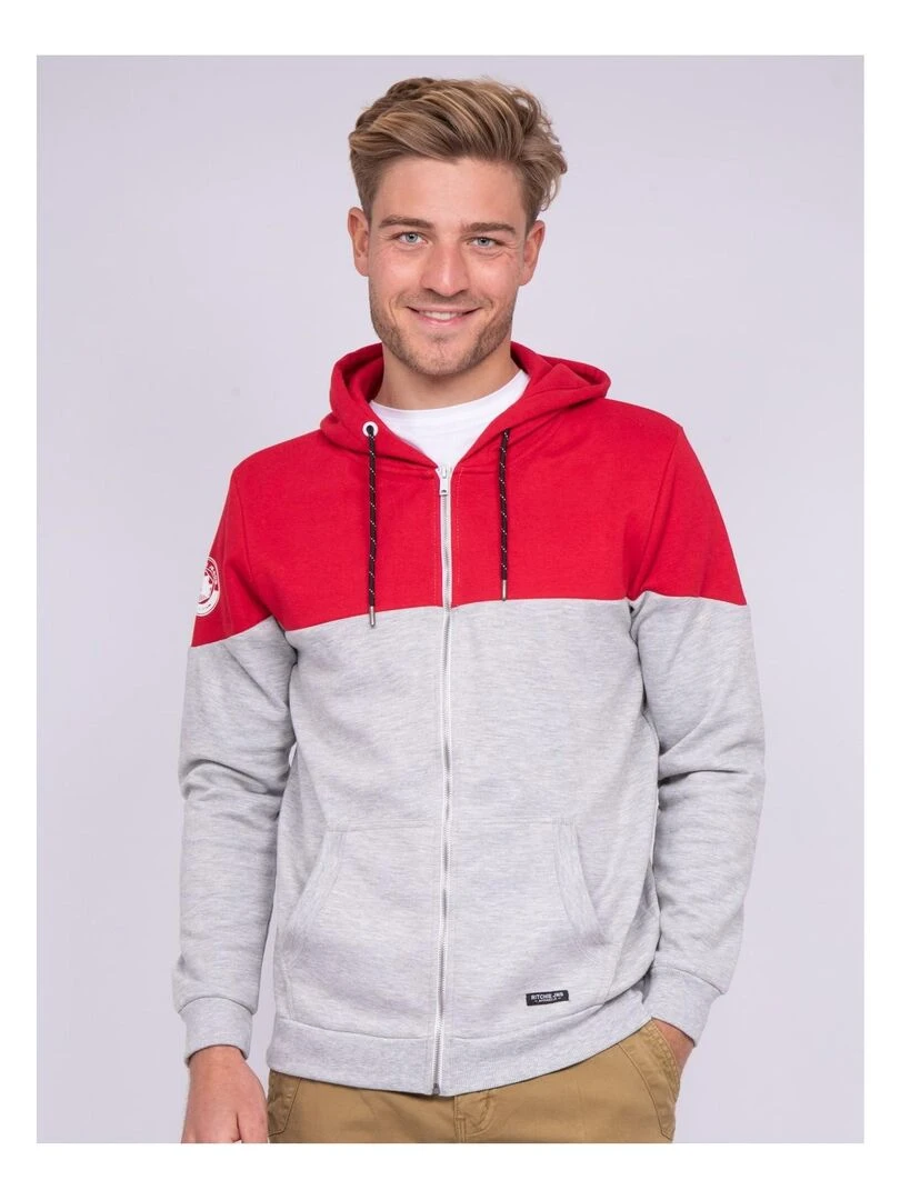 Sweat zippé capuche WICK Rouge