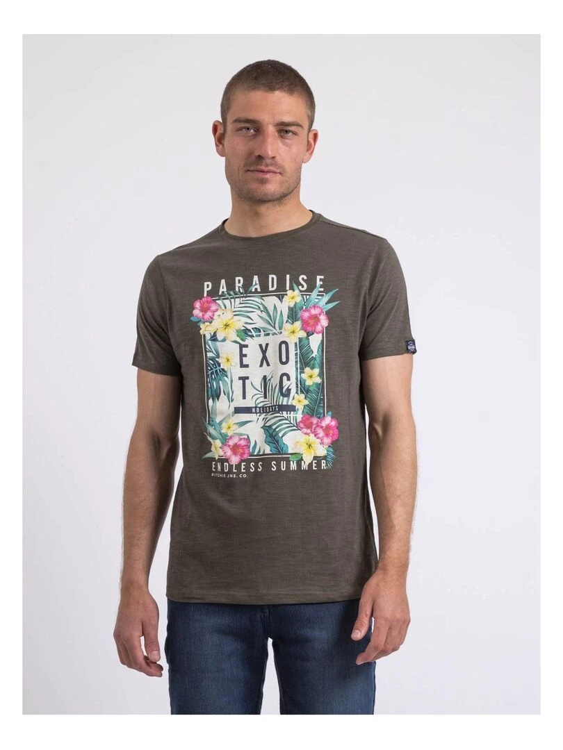 T shirt col rond NOPAJOUX Kaki