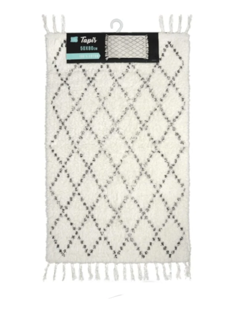 Tapis de bain 50x80cm Latika blanc 100%coton Blanc