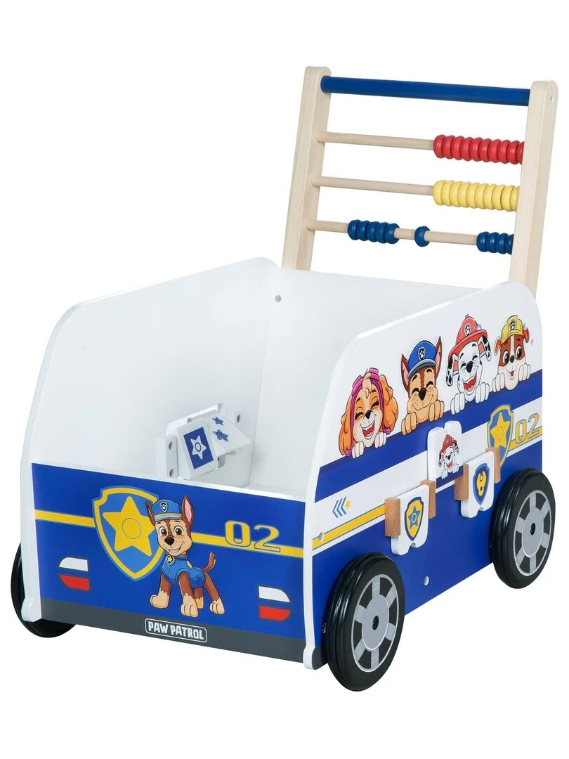 ROBA Chariot Enfant en Forme de Bus 'Paw Patrol' Abaque et Éléments à Tourner Bleu Motif Chien Bleu Blanc