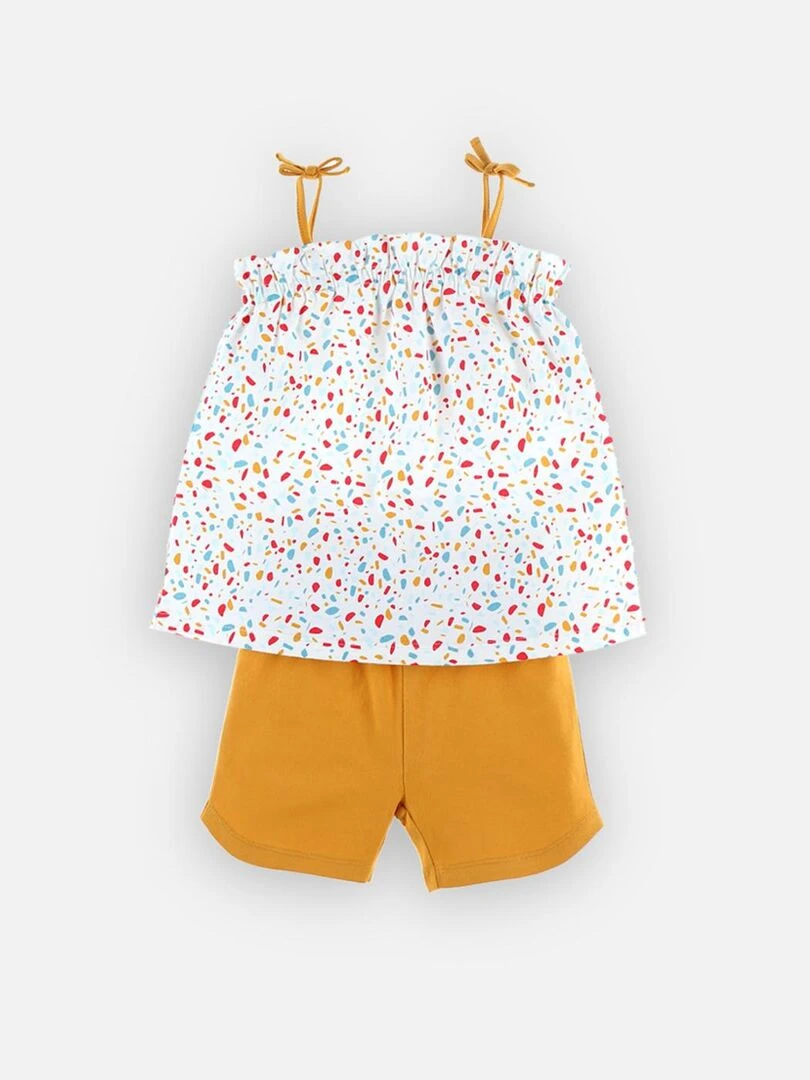 Pyjama 2 pièces court en jersey  jaune/écru   Noukie's   Blanc