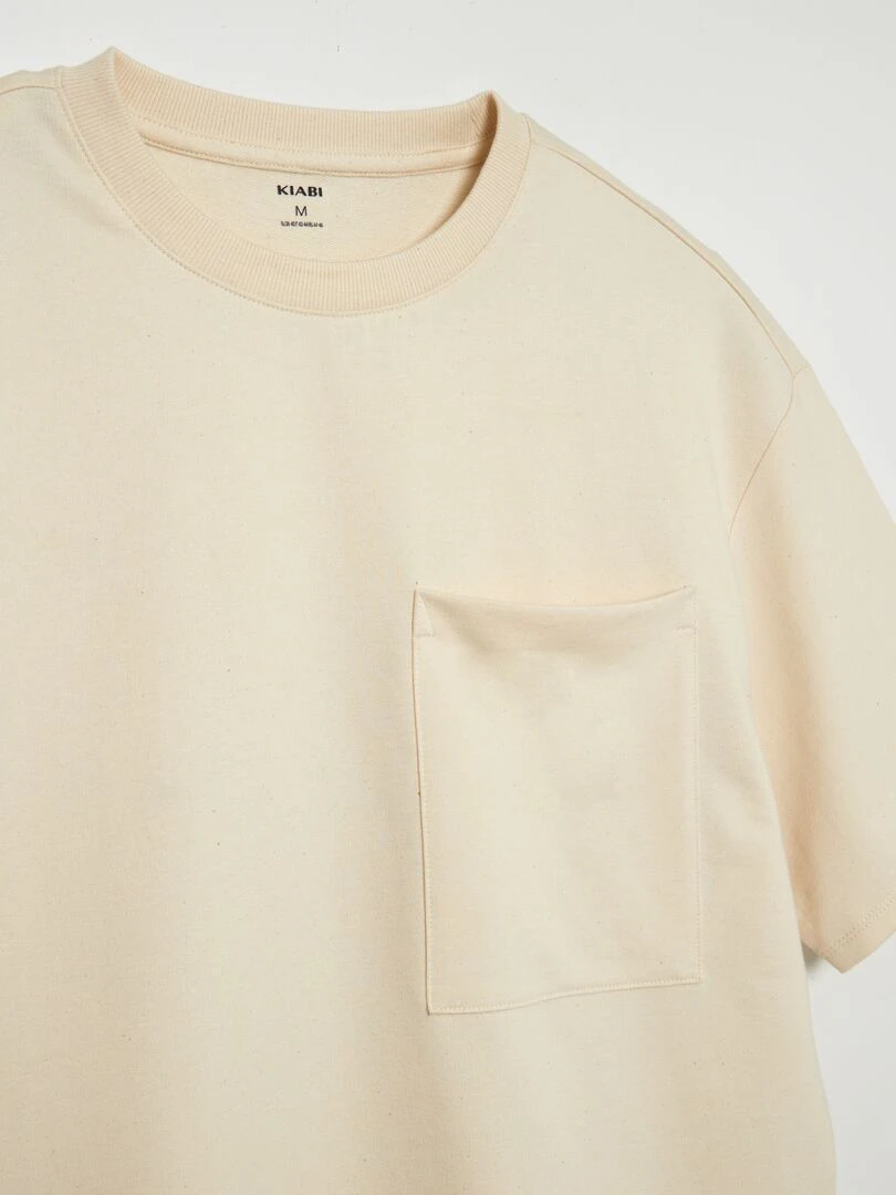 T shirt en jersey à col rond   Unisexe   Ecru