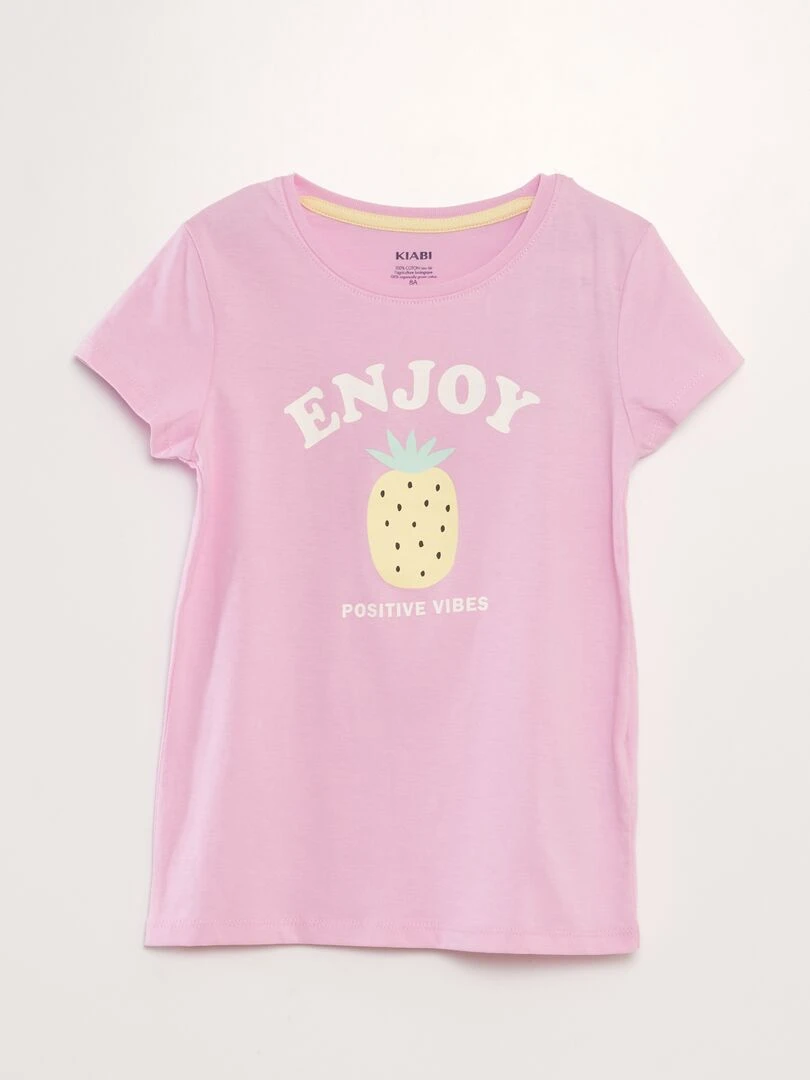 Ensemble de pyjama : T shirt + short   2 pièces   Rose bonbon