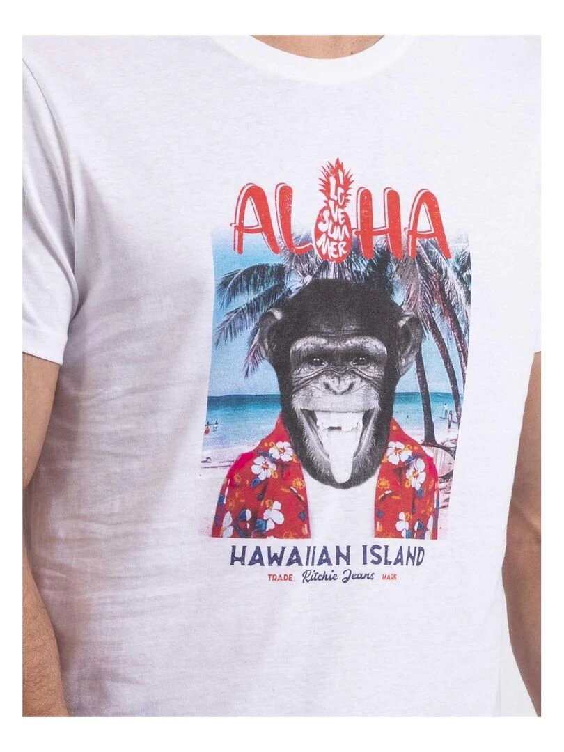 T shirt col rond NIPAGOLO   Blanc