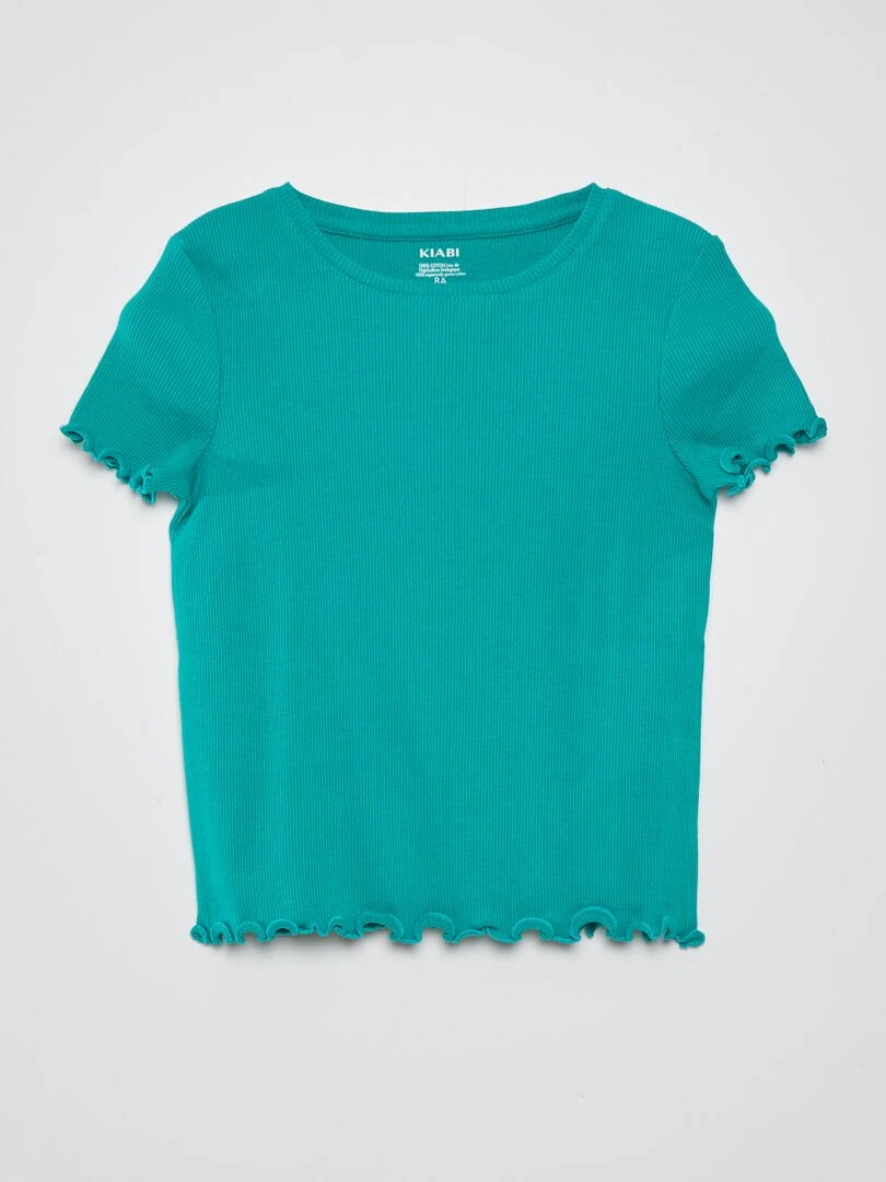 T shirt côtelé Vert