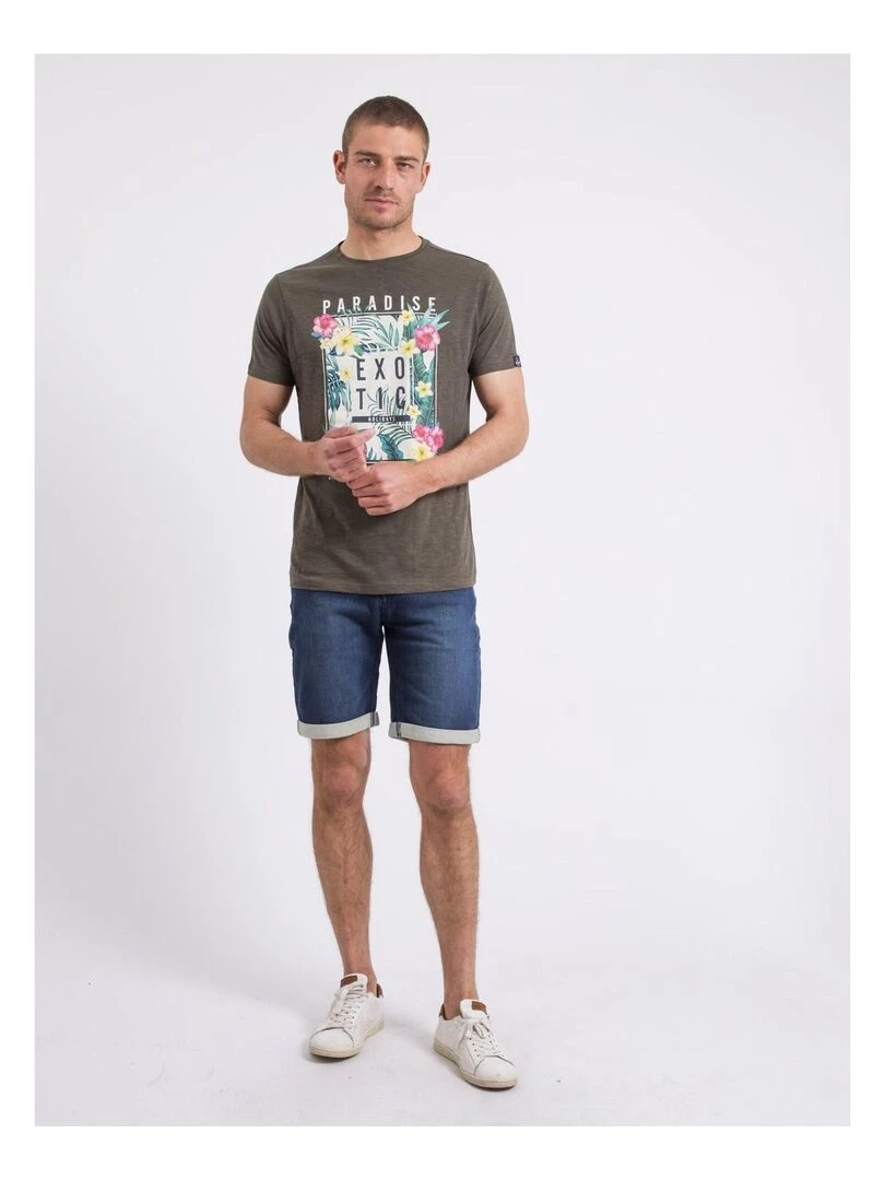 T shirt col rond NOPAJOUX   Kaki