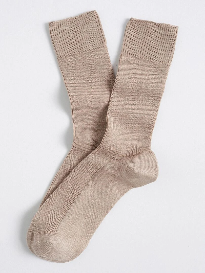 Chaussettes à base de fil d Écosse mélangé Damart Beige chiné