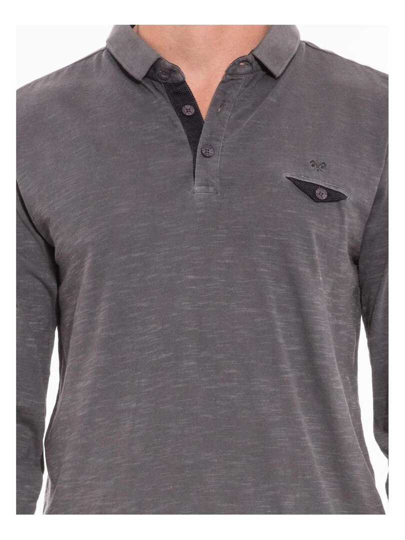 Polo manches longues en coton PEANUTS   Gris
