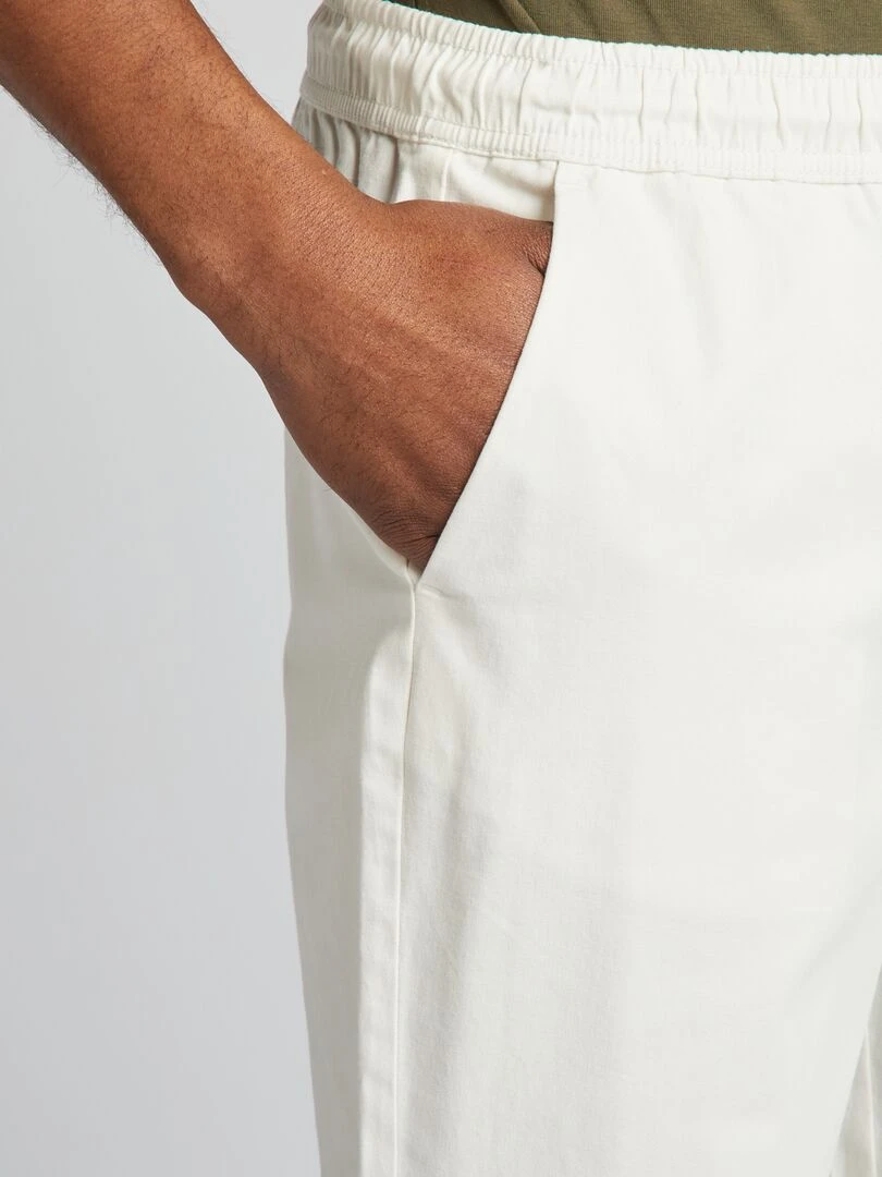 Pantalon chino à ceinture élastiquée   blanc