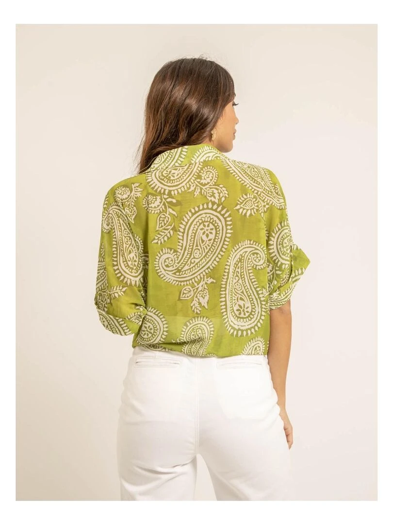 Chemise manches courtes motifs OPILINA Vert