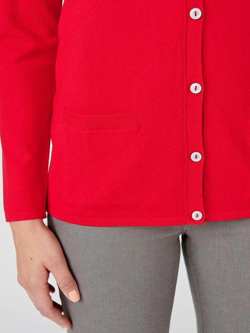Gilet boutonné manches longues Damart Rouge