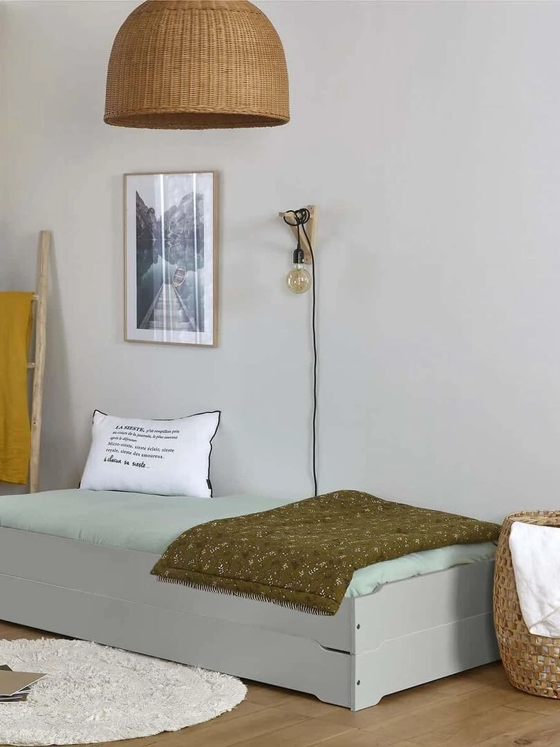 Pack 2 lits empilables et 2 matelas Jelly   AKITEN RETAIL   Gris