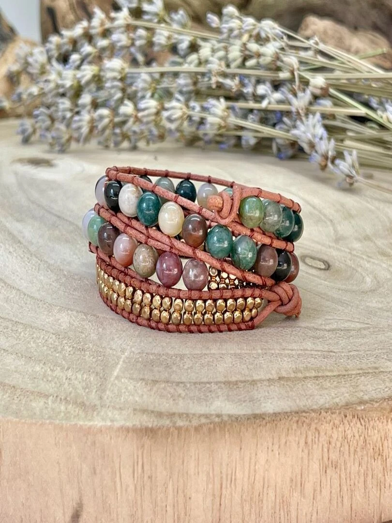 Bracelet wrap énergie lumineuse Marron