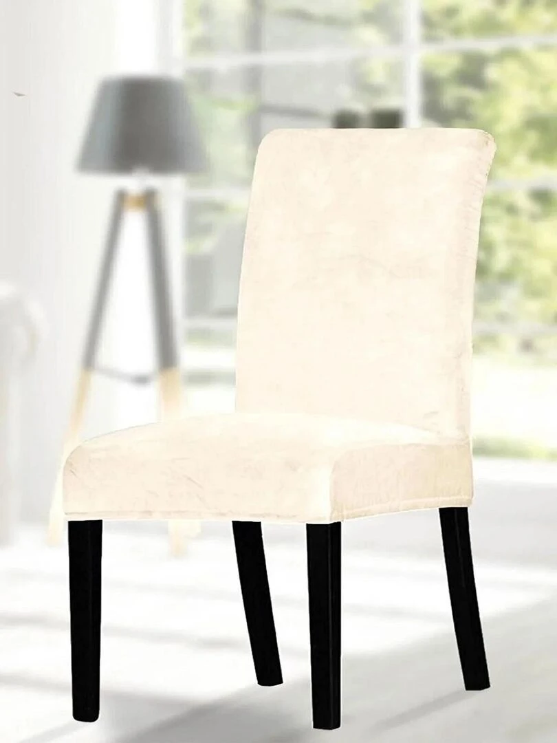 Lot de 2 Housses de chaise velours Ecru Ecru