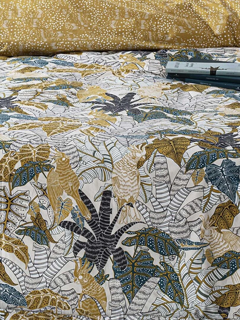 Parure de lit exotique et à petits motifs   Jaune