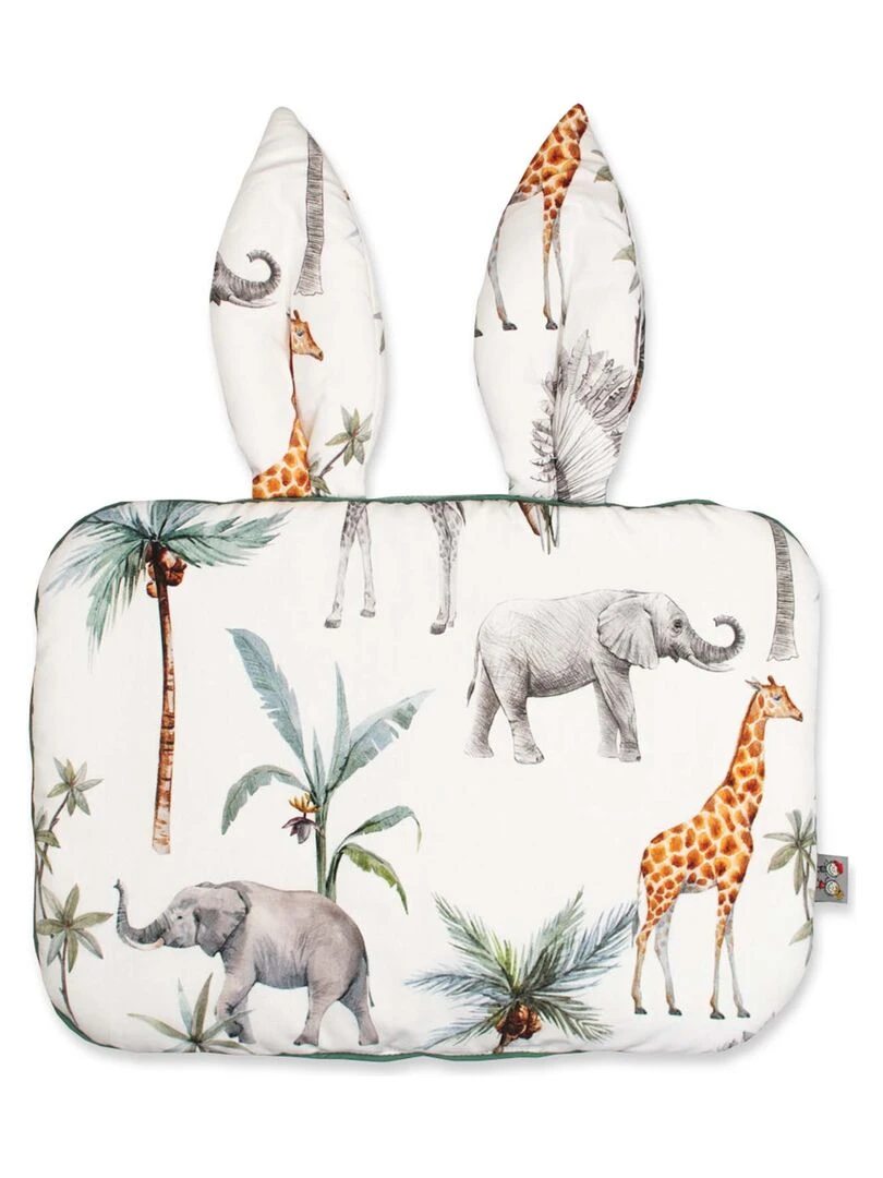 Oreiller plat coussin lapin réversible Safari Multicolore
