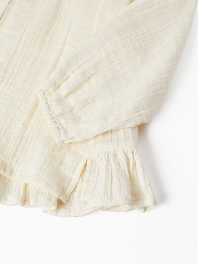 Chemise en bambou pour fille manches longues SICILIAN DAYS   Beige clair