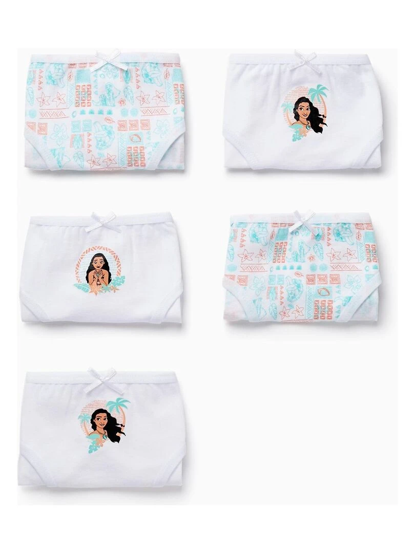 Pack 5 Culottes pour Fille 'Moana' DISNEY PRINCESSES Blanc