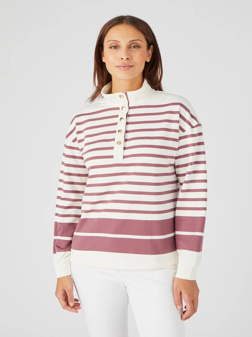 Sweat shirt esprit marinière   Happy D. by Damart   Bordeaux