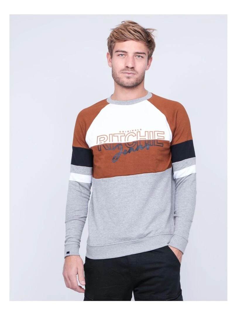 Sweat col rond WOLBERT Marron glacé