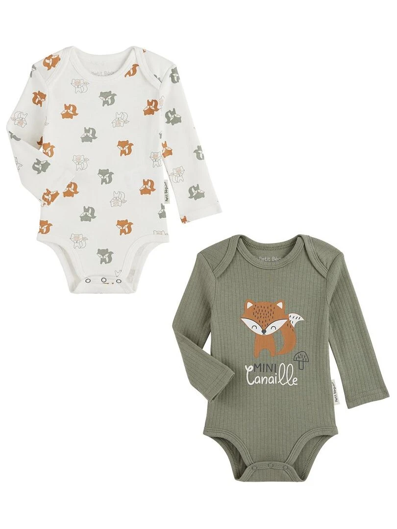 Lot de 2 bodies bébé manches longues Canaille Ecru