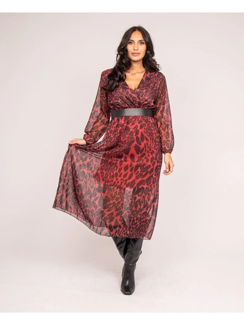 Robe longue motifs IBOST   Rouge
