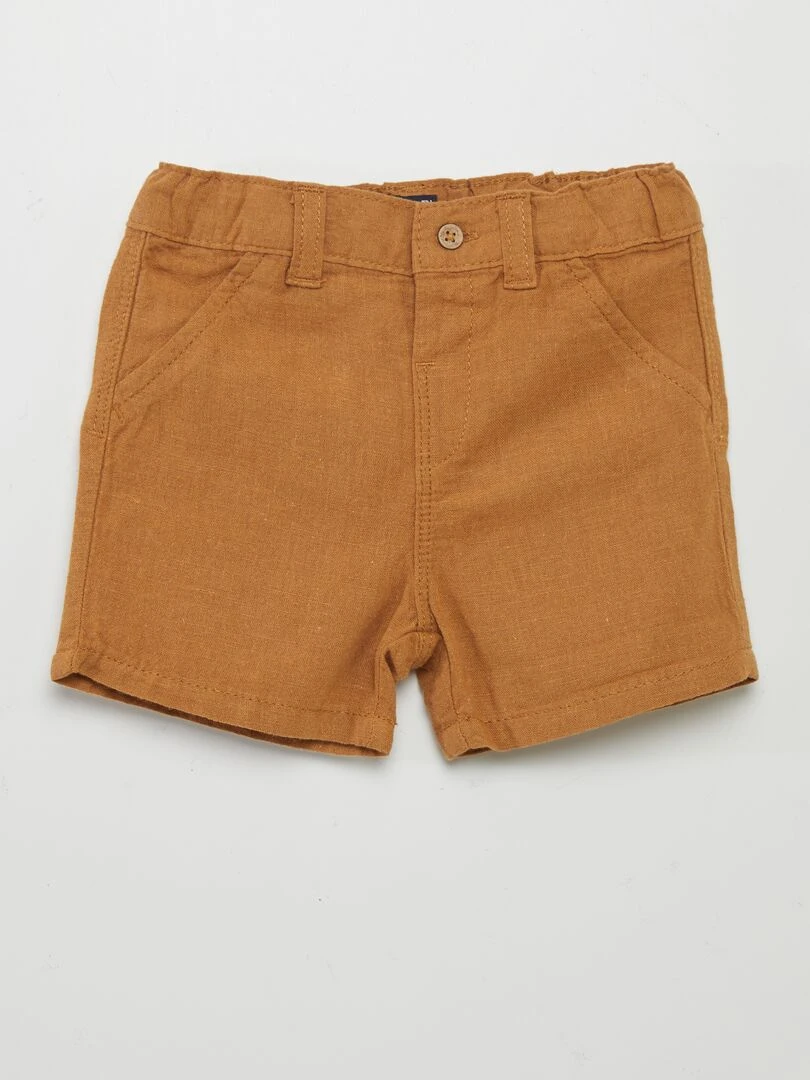 Short en lin mélangé Marron