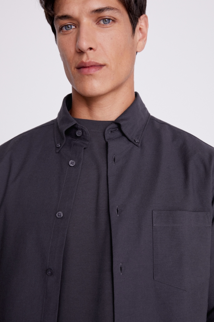 Charcoal Washed Oxford Shirt   Buy Online at Moss