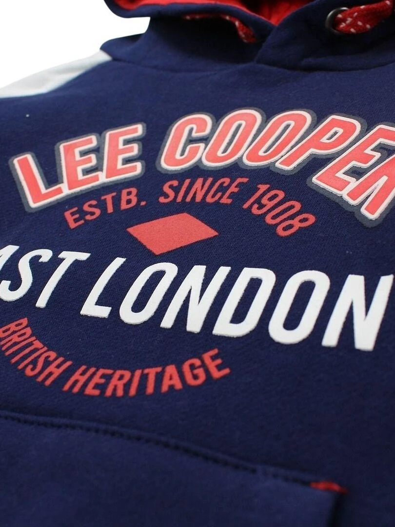 Lee Cooper   Sweat garçon imprimé logo en coton   Bleu marine