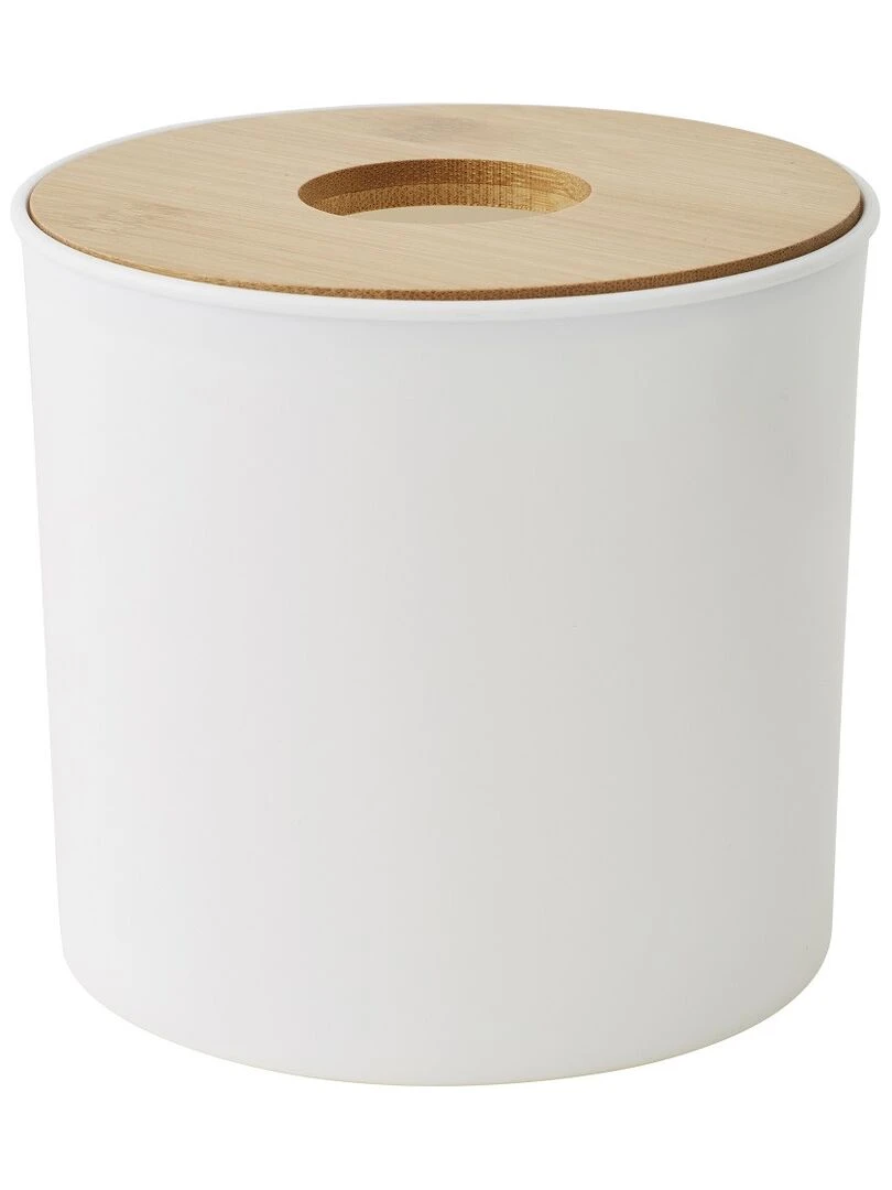 Guy Levasseur Poubelle à coton en plastique et bambou 1.5L Blanc
