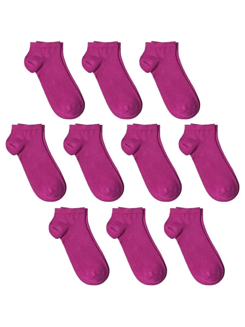 Socquettes Coton Prémium   Lot 10 Paires   Fabrication UE   Violet prune
