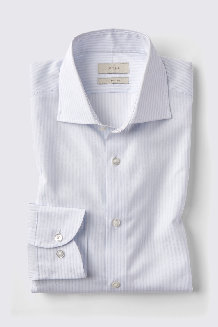 Tailored Fit Sky Bengal Stripe Shirt   Buy Online at Moss