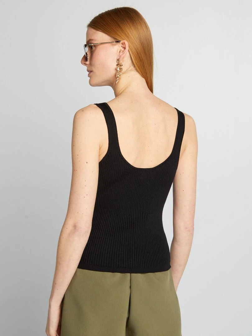 Débardeur en maille côtelée   noir