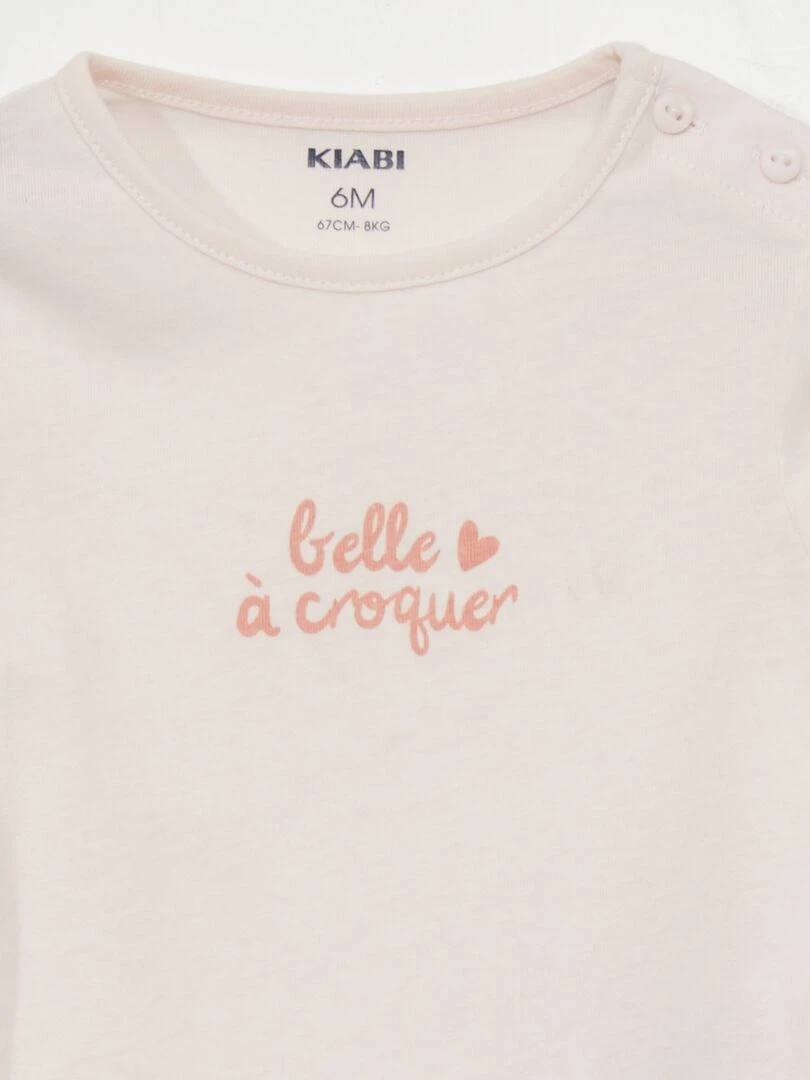 T shirt à manches longues avec imprimé Rose