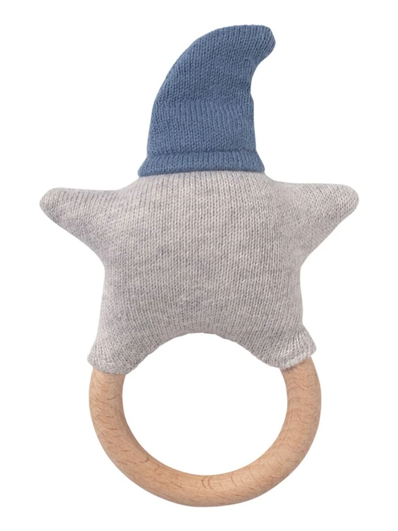 Hochet pour bébé en coton tricoté étoile Bleu