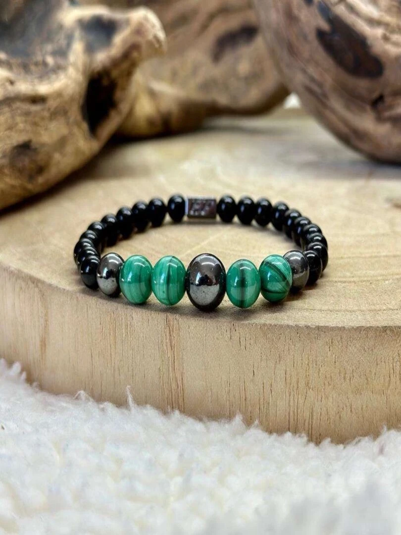 Bracelet équilibre en malachite Vert
