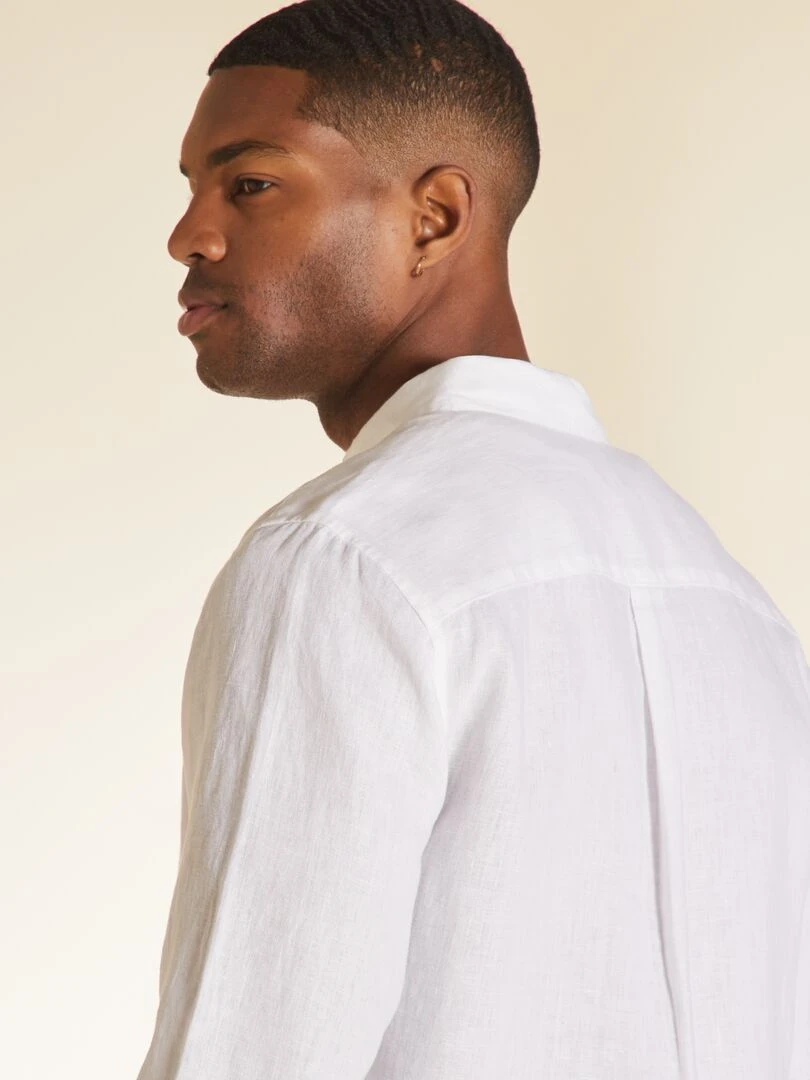 Chemise droite en lin   blanc