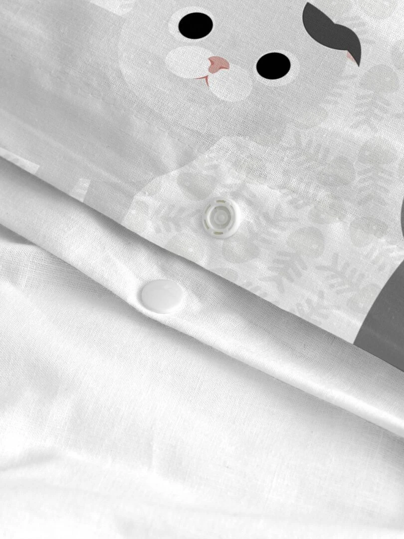 Parure housse de couette 2 pièces Cats "Happyfriday"   Blanc